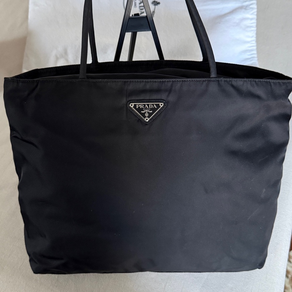 Authentic Vintage Prada Tessuto City Black Nylon Shoulder Bag w dust bag
